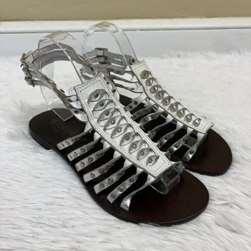 Naughty Monkey Women's Party Time Leather Gladiator Sandals White Size 8